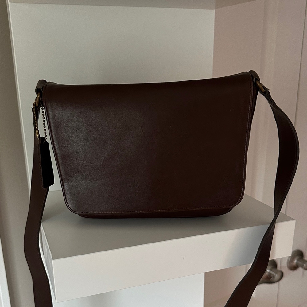 Coach Dark Brown Leather Messenger Bag